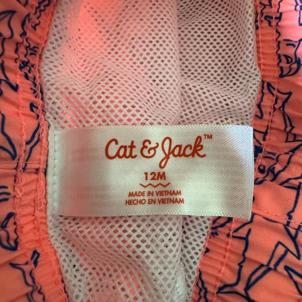 Cat & Jack Pink and Blue Swim Suit set with shark Design - Picture 8 of 8